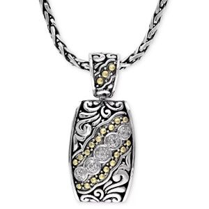 Balissima by EFFY® Diamond Etched Pendant in 18K Gold/Sterling Silver and
